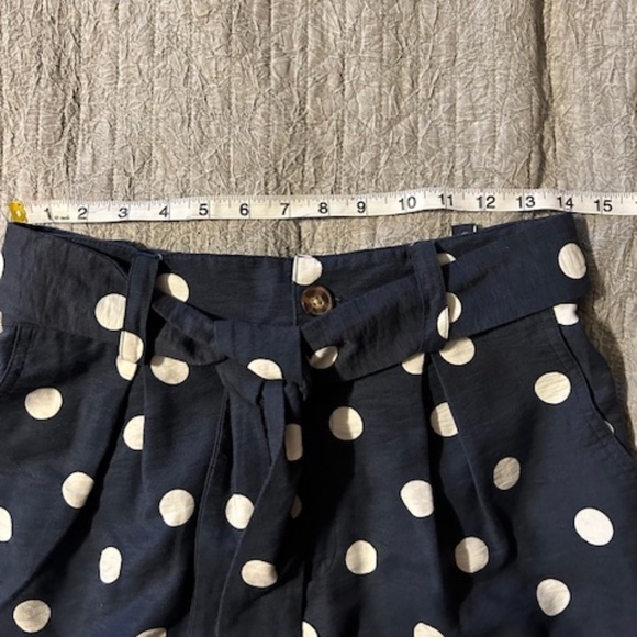 LC Lauren Conrad Blue White Polka Dot Tie Waist Twill Sash Shorts Size Small - Picture 8 of 10